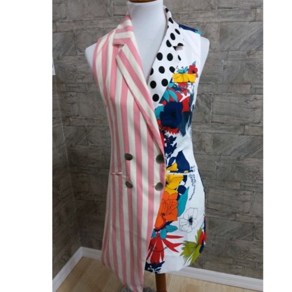 Dress Printed Colorful New Floral Striped - Picture 1 of 8